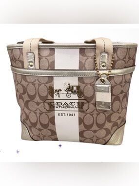 Coach Signature Heritage Tote Bag-Preowned